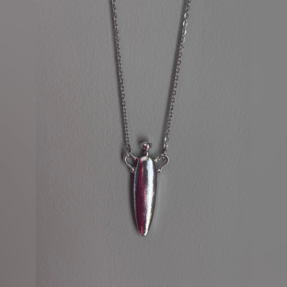 Sleek Long Bottle Silver Necklace